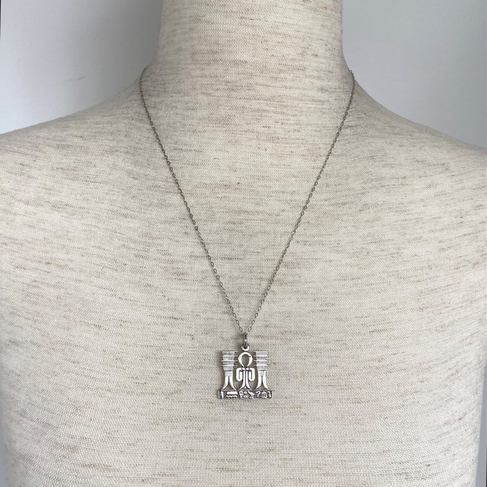 Sterling Silver 925 Egyptian Knot Of Isis Djed Pillars Pendant Necklace 20" - Picture 2 of 16